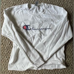 “Champagne” Champion Logo Cropped Sweatshirt Small